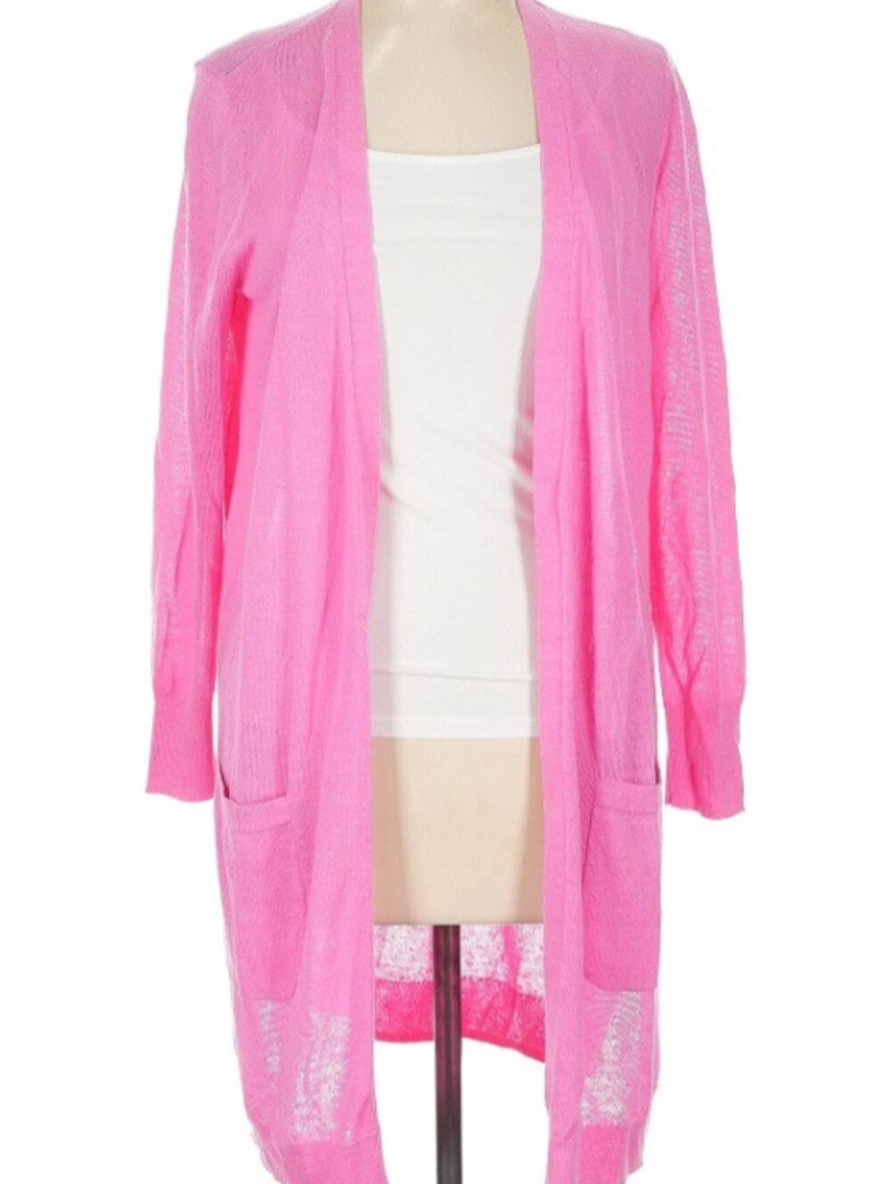 HALOGEN Pink Open Front Cardigan Sz LP EUC
